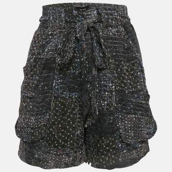 Pre Owned Isabel Marant Multicolor Printed Lurex Silk Short M