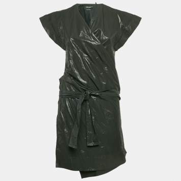 Isabel Marant Black Lurex Cotton & Linen Wrap Dress M
