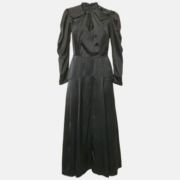 Isabel Marant Black Satin Vilma Midi Dress M