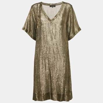Isabel Marant Gold Lurex Silk Tank Dress M