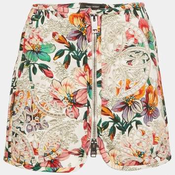 Isabel Marant White Floral Print Broderie Anglaise Mini Skirt M