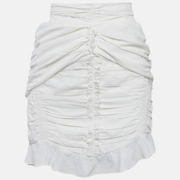 Pre Owned Isabel Marant Cotton White Ruffled Mini Skirt S