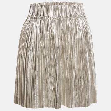 Isabel Marant Silver Plisse Delpha Mini Skirt S