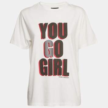 Pre Owned Isabel Marant White Printed Jersey Crewneck T-Shirt M