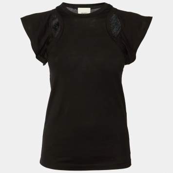مملوكة مسبقًا Isabel Marant Black Cotton Faly Cut-Out T-Shirt XS 