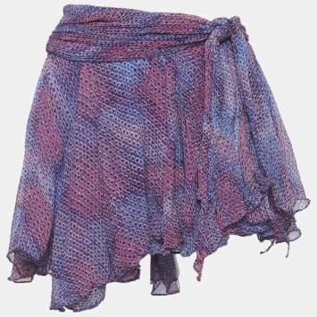 مملوكة مسبقًا Isabel Marant Purple /Pink Printed Silk Wrap Mini Skirt M