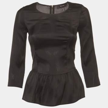 مملوكة مسبقًا Isabel Marant Black Taffeta Pleated Blouse S