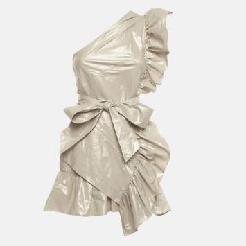 مملوكة مس بقًا Isabel Marant Metallic One-Shoulder Lavern Mini Dress S