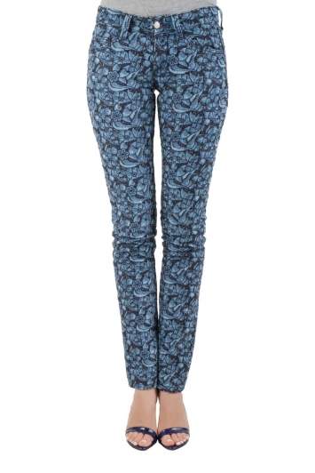 Pre Owned Isabel Marant Etoile Indigo Eyelet Embroidered Distressed Denim Skinny Jeans S