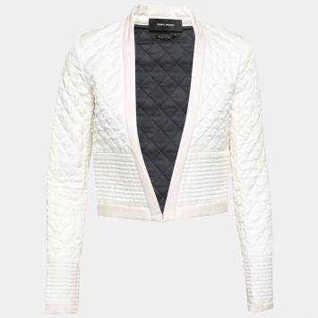 Pre Owned Isabel Marant Cream Jacquard Silk Quilted Structured Jacket S