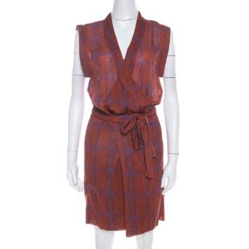 Pre Owned Isabel Marant Etoile Brown Cotton Voile Varna Wrap Dress M