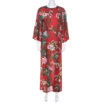 Pre Owned Isabel Marant Etoile Red Floral Print Cotton Voile Maxi Dress S