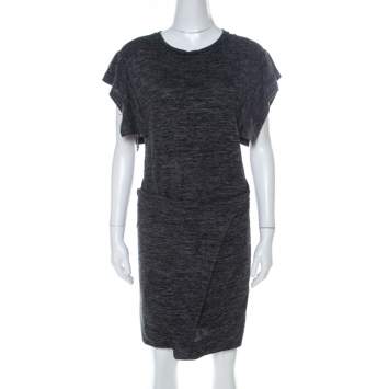 Pre Owned Isabel Marant Etoile Dark Grey Jersey Waist Tie Wrap Dress M 