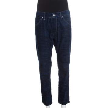 Pre Owned Isabel Marant Étoile Dark Blue Tiger Striped Corduroy Cropped Trousers L