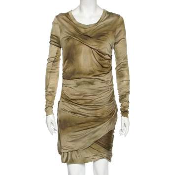Pre Owned Isabel Marant Green Tiedye Silk Long Sleeve Courtney Short Dress M