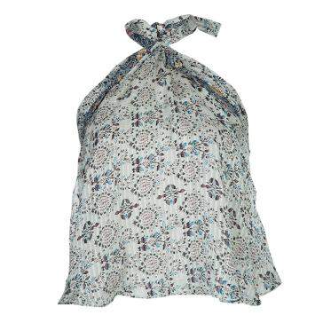 Pre Owned Isabel Marant Floral Print Silk Tie-up Halter Top S