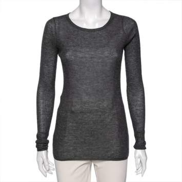 Pre Owned Isabel Marant Grey Cashmere Long Sleeve Sweater L