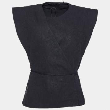 Pre Owned Isabel Marant Black Linen Wrap Vest M
