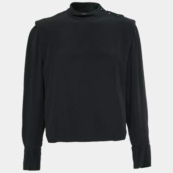 Pre Owned Isabel Marant Black Crepe  Long Sleeve Blouse M