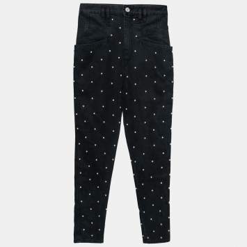Pre Owned Isabel Marant Black Denim Stud Embellished High Waisted Jeans S