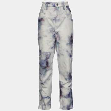 Pre Owned Isabel Marant White Tie-Dye Print Denim Eloisa High Rise Jeans M Waist 33"