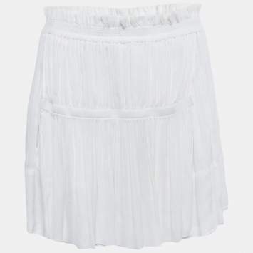 Pre Owned Isabel Marant White Plisse Chiffon Mini Skirt M