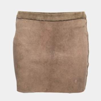 Pre Owned Isabel Marant Brown Lambskin Leather Mini Skirt M