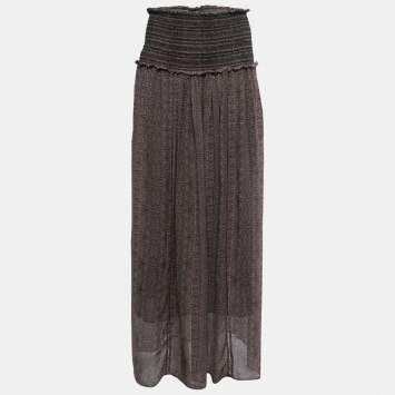 Pre Owned Isabel Marant Multicolor Printed Silk Shirred Waist Maxi Skirt M