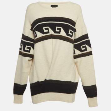 Pre Owned Isabel Marant Cream Patterned Knit Samuel Oversized Sweater S