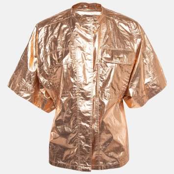 Pre Owned Isabel Marant Metallic Rose Gold Cotton Buttoned Tren Top S
