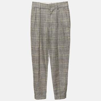 Pre Owned Isabel Marant Multicolor Checked Linen Blend Trousers S