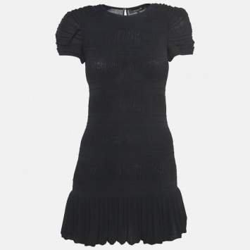 Pre Owned Isabel Marant Black Crinkled Stretch Crepe Mini Dress S