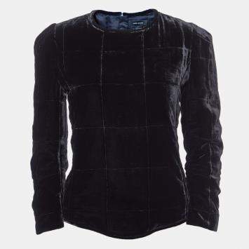 Pre Owned Isabel Marant Black Velvet Full Sleeves Top S