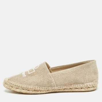 Pre Owned Isabel Marant Beige Canvas Espadrille Flats Size 39