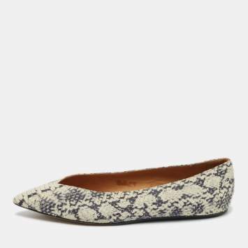 Pre Owned Isabel Marant Grey Python Embossed Leather Ballet Flats Size 39