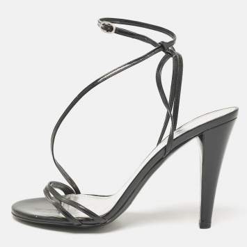 Pre Owned Isabel Marant Black Patent Ankle Strap Sandals Size 40