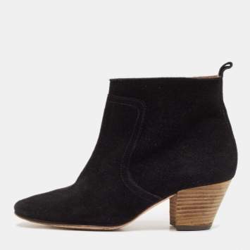 Pre Owned Isabel Marant Black Suede Dicker Ankle Length Boots Size 37