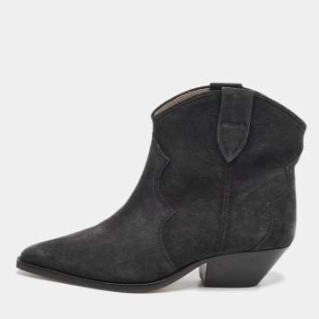 Pre Owned Isabel Marant Grey Suede Dewina Ankle Length Boots Size 38