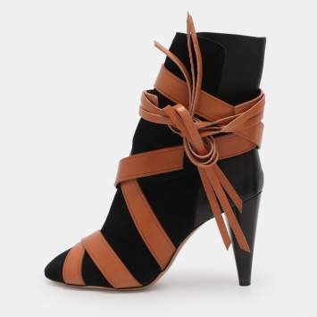 مملوكة مسبقًا حذاء بوت منتصف الساق إيزابيل مارانت جلدي وسويدي أسود مقاس 38