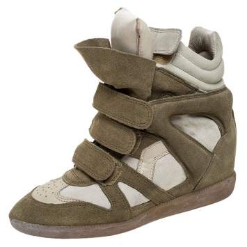 Pre Owned Isabel Marant Beige Suede Bekett Wedge Sneakers Size 37