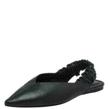 Pre Owned Isabel Marant Green Faux Leather Slingback Flat Sandals Size 36