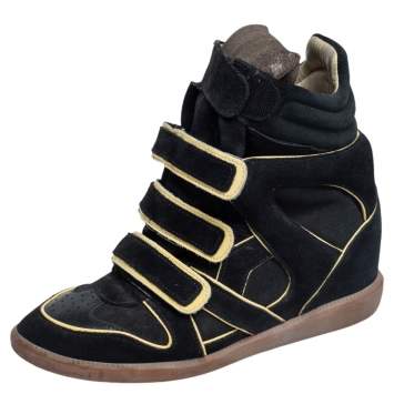 Pre Owned Isabel Marant Black Suede and Leather Bekett Sneakers Size 39