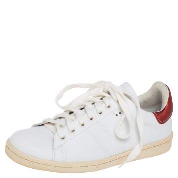 Pre Owned Isabel Marant White Leather Trainers Low Top Sneakers Size 37