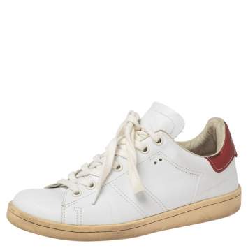 Pre Owned Isabel Marant White Leather Etoile Bart Low-Top Sneakers Size 36