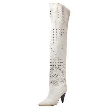 Pre Owned Isabel Marant Grey Suede Robby Over Knee Boots Size 37