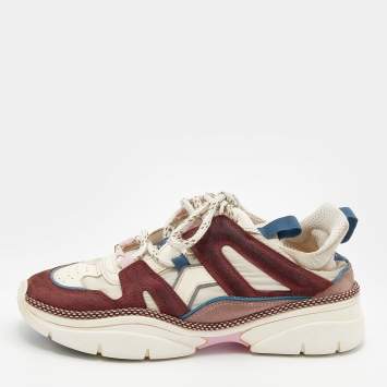 Pre Owned Isabel Marant Multicolor Leather and Suede Kindsay Low Top Sneakers Size 38