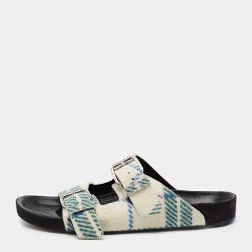 Pre Owned Isabel Marant Tri-Color Wool Flat Slides Size 38