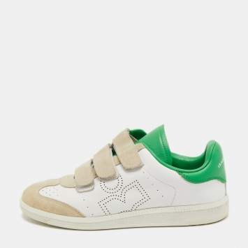 Pre Owned Isabel Marant Tricolor Suede and Leather Beth Velcro Sneakers Size 37