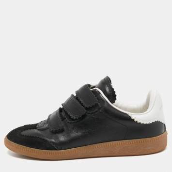 Pre Owned Isabel Marant Black Leather and Suede Low Top Sneakers Size 38