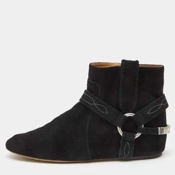 Pre Owned Isabel Marant Black Suede Ralf Gaucho Ankle Boots Size 40